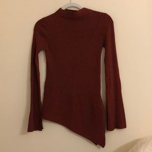 NWOT topshop ribbed slant-cut fitted top